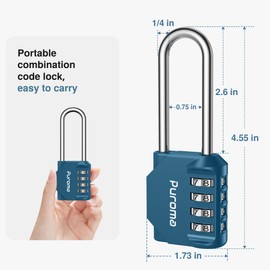Puroma 1 Pack 2.6 Inch Long Shackle Combination Lock 4 Digit Outdoor Waterproof Padlock for Hasp Locker Lock, Sports Locker, Fence, Gate, Toolbox, Case, Hasp Storage, Cabinets (Peacock Blue)
