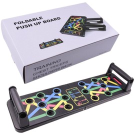 Adjustable Push Up Board - Foldable Design & Interchangeable Grip Positions for Targeted Chest, Shoulder, Back Workouts - Home Gym Strength Training for Men/Women