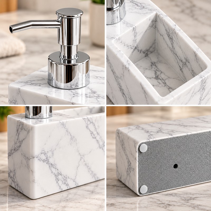 Kitchen Soap Dispenser with Sponge Holder for Sink Organization –