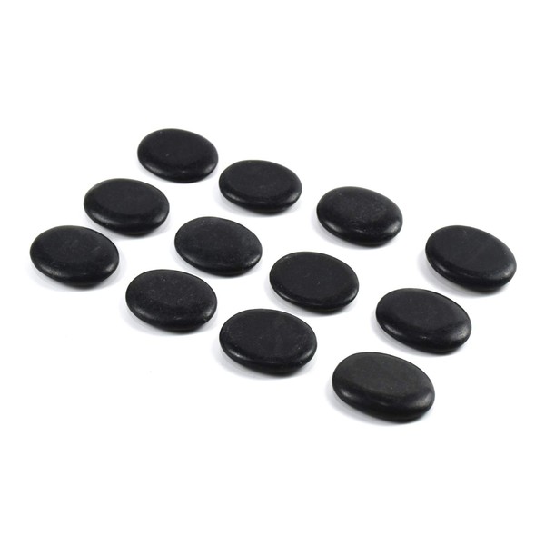 Windfulogo 12 Pieces Professional Small Massage Hot Massage Stones Hot Stone Set Natural Lava Heated Stones Basalt Warmer Skirt for Spa, Massage Therapy 1.18 x 1.57 x 0.31 Inch Black