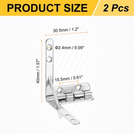 uxcell 2Pcs Box Quadrant Hinge, 30.5x40mm Box Hinge Cases with Side Rail Retaining Arm 90 Degree Folding Support Hinges for Jewelry Wine Wooden Box, Nickel Silver
