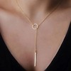 Tewiky Circle Bar Necklace for Women, Dainty Lariat 14k Gold
