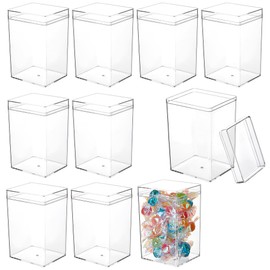 BENECREAT 10 Pcs Clear Storage Boxes with Lids, 2.2x2.5x3.7 inch Acrylic Display Box, Storage Containers for Treats Candy Beads, Storage Containers for Wedding Party