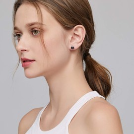 Black Stud Earrings Women Black Diamond Earrings Black CZ Stud Earrings Sterling Silver Round Black Cubic Zirconia Earrings Men Black Earrings Fake Black Diamond Earrings for Women