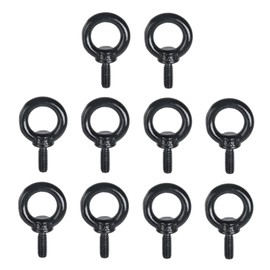 Crapyt 10 Pcs M4 Male Thread Machinery Shoulder Lifting Eye Bolts, Marine Grade 304 Stainless Steel Lifting Ring Eyebolt(M4, Black)