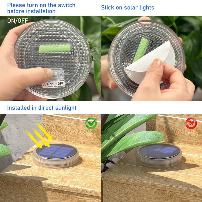 YiLaie Blue Solar Dock Lights Outdoor Waterproof, Driveway Warning Post