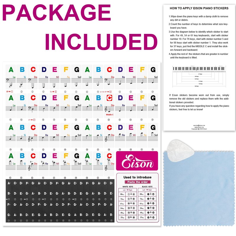 Piano Keyboard Stickers for Beginners Removable Piano Stickers for Keys