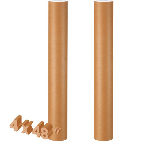Dunzoom 2 Pack 4 x 48 Inch Mailing Tubes 0.12"