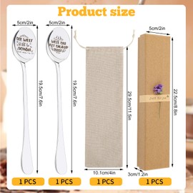 Christmas Gifts, Set of 2 Stainless Steel Coffee Spoons with Gift Box, Engraved Spoon, Gift for Girlfriend, 19.5 cm Long Tea Spoon for Girlfriend, Christmas Gifts (DIE WELT IST SCHÖN)