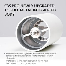 TIMEMORE Chestnut C3S Pro Manual Coffee Grinder, Stainless Steel S2C Conical Burr Coffee Grinder, Hand Coffee Grinder with Foldable Handle, Adjustable Grind Setting for Travel/Camping/Home, White