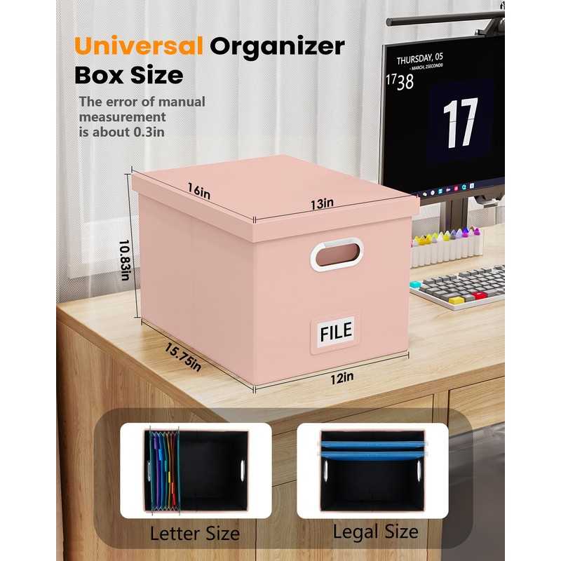Oterri File Organizer Box,Filing Box with Lid,File Box for Letter/Legal