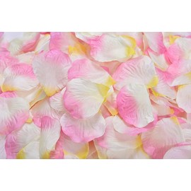 Lorraine Wedding Table Decoration Silk Rose Petals Flowers Confetti (8000, Pink and White and Yellow)