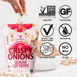 Mekhala Sichuan Hot Pepper Crispy Onions - Salad Toppings Crunchy Fried Onions For All-Purpose Seasoning Like Keto, Ramen Toppings, And Rice Gluten-free | 2.5oz (3-Pack)