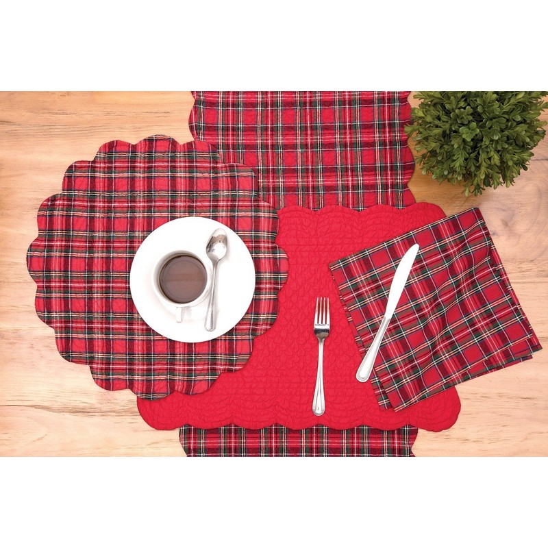 C&F Home Red Plaid Single Quilted Placemat Reversible Machine Washable