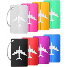 8 Pack Luggage Tags,Metal Travel Tags Luggage Identifier Card Holder Name Address ID Labels for Baggage Suitcases Preventing Loss of Airplane Luggage Handbag (Multicolor)