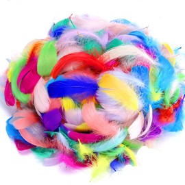 600PCS Colorful Feathers DIY Crafting Feathers Wedding and Party Decoration Bulk Feather for Mask,Windbell and Earrings,3-5 Inch