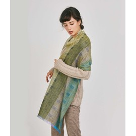 SOL ALPACA unisex box weave Baby Alpaca and Silk scarf (Green)