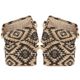 LessMo 4 Pack Storage Baskets, Collapsible Mini Storage Boxes, Canvas Fabric Waterproof Storage Bins made from Cotton and Linen, for Toys, Bathroom, Closets, Playroom (KALEIDOSCOPE, Thin/waterproof)