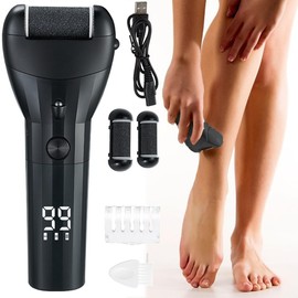 DXIA Elektrische Fußfeile,USB Hornhaut Entfernen Fuß Wiederaufladbar, 3 Ersatzrollen, Fußfeilen für Harte Haut, Professionelles Pediküre-Set für Füße