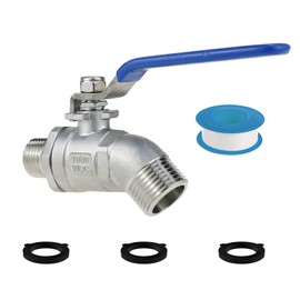 Angry Pony Stainless Steel Hose Bib, NPT 1/2 to GHT 3/4 Outdoor Water Spigot, Heavy-Duty Water Faucet for Garden Irrigation, Rain Barrel Spigot Kit, Long Handle with Extra 3 washers