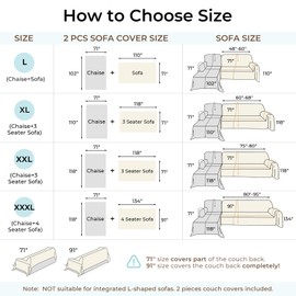 CAPALOCA Sectional Couch Covers, 2 Pieces Chenille Sofa Cover L Shaped Couch Cover Blanket for Dogs Washable Sofa Slipcovers Pet Furniture Protector (X-Large: 71" x 110" + 71" x 118", Beige)