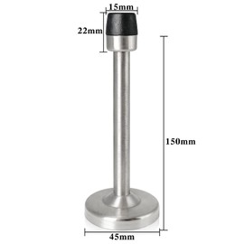 Door Stoppers, 150mm Extra Long Door Stopper 2 Pack Wall Protector Door Stop with Sound Dampening Rubber Bumper Tips, Brushed Nickel, Satin Door Stops Silver for Wall Mount Door Mount