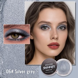 Erinde Shimmer Cream Eyeshadow, Highlighter Creme Eye Shadow Palette, Waterproof Long Lasting, Soft Shimmer Glitter Eye Brightener Makeup,Vegan & Cruelty, 06 Silver Grey