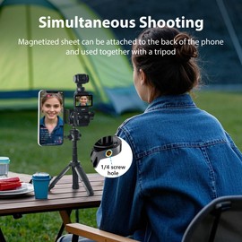 Tomat Osmo Pocket 3 Magnetic Mount Stand for DJI Pocket 3 Accessories Adapter Magnet Extension Suction Bracket Holder, Vertical Surface, 180° Adjustable Handle with 1/4 Threaded