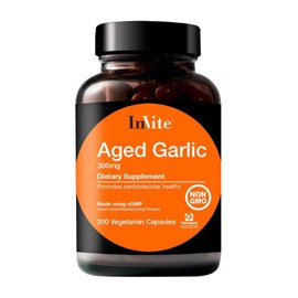 Invite Health - Aged Garlic - Aged Garlic Supports The Heart and Immune System - 60 Day Supply - 200 Vegetarian Capsules (2-Pack)