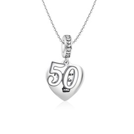 SBI Jewelry 50 Birthday Necklace for Women Fabulous Fifty Pendant Dangle Family Christmas Birthday Anniversary