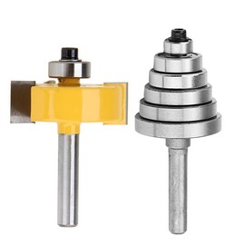 Gasea 1/4 Inch Shank Rabbeting Router Bit with 6 Interchangeable Bearings Set for Multiple Depths 1/8", 1/4", 5/16", 3/8", 7/16", 1/2"