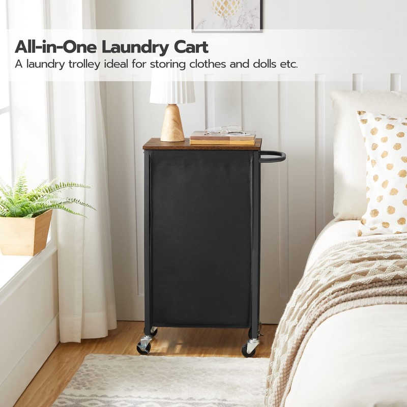 HOOBRO Slim Laundry Hamper with Lid, 11Gal Rolling Laundry Basket