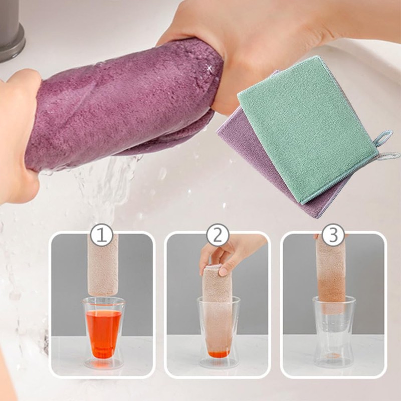 Multi Functional Double-layer Thick Cleaning Towel Microfiber Kitchen Cloth
