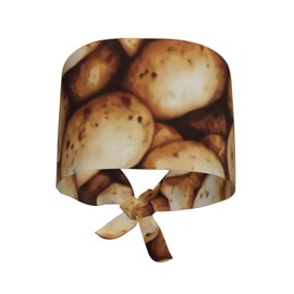 Potato Adjustable Working Cap Scrub Hat Sweatband, Fashional Elastic Bandage Tie Back Nurse Hats Head Cover for Women & Men