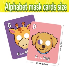 Alphabet Flash Cards,Giant ABC Animal Mask Flash Cards,with Animal Masks, Colorful Alphabet Mask Cards, Interactive Education Games (26pcs)