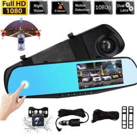 Unbranded 1080P HD Rearview Mirror Car DVR Dual Dash Cam Camera Front Rear Video Recorder