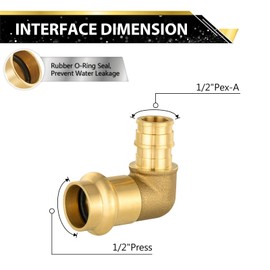 (10 Pack) FOSKAN 1/2"Press x 1/2"PEX Expansion Elbow,Brass Press Fitting,Connection for Copper and Pex A Pipe