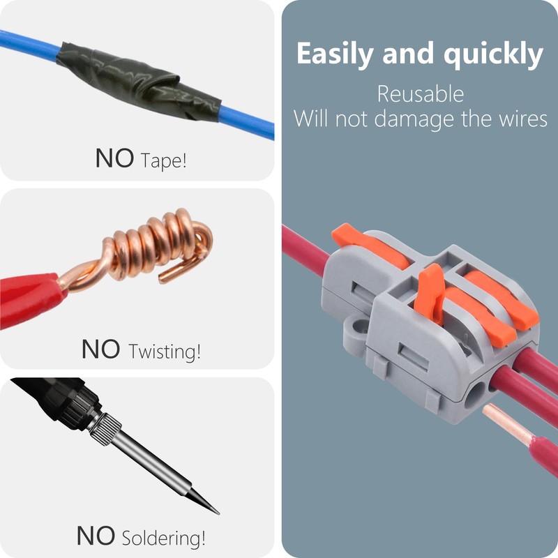 XALXMAW 40Pcs Lever Wire Connector, DIY Mini Compact Splicing Electrical