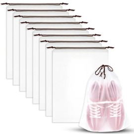 8 Pack Waterproof Travel Drawstring Shoe Bags, Transparent Portable Shoe Storage for Packing Travel Essentials for Men & Women(15.7" x 11.8")