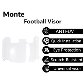 Monte American Football Visor - Universal Fit, Shatterproof, Anti-Glare, UV Protection, Fits All Major Helmet Brands,Clear With Unique Tinted Insert Options (VS2-GOLD-ACCESSORIES)