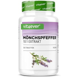 vit4ever Monk's Pepper - 365 Tablets - High Dose with 20 mg High-Quality Monk Pepper Extract (10:1), Equivalent to 200 mg Pure Monk Pepper (Vitex Agnus Castus) - No Unnecessary Additives - Vegan
