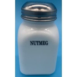 Square Stove Top Nutmeg Spice Shaker Jar - Mosser Rosso - USA - Milk Glass (Block)