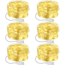 Macarrie 6 Pack Fairy Lights USB Powered 16 ft 50 LED Warm White String Lights Plug in for Xmas Indoor Outdoor Party Wedding Home Festival Tree Garden Decoration