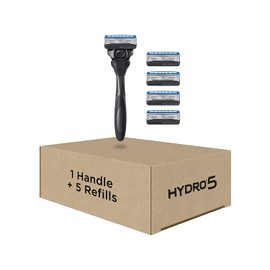 Schick Hydro Skin Comfort Dry Skin 5 Blade Razor for Men, 1 Handle and 5 Refills