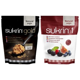 Sukrin 1 500g & Sukrin Gold 500g Sampler Bundle Natural Sugar Alternative with Erythritol and Stevia - Zero Calorie Sweetener for Keto and Low Carb Diets