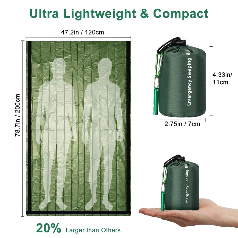 EEEKit Emergency Sleeping Bag,2Pack Lightweight Waterproof Survival Bivy Sack with