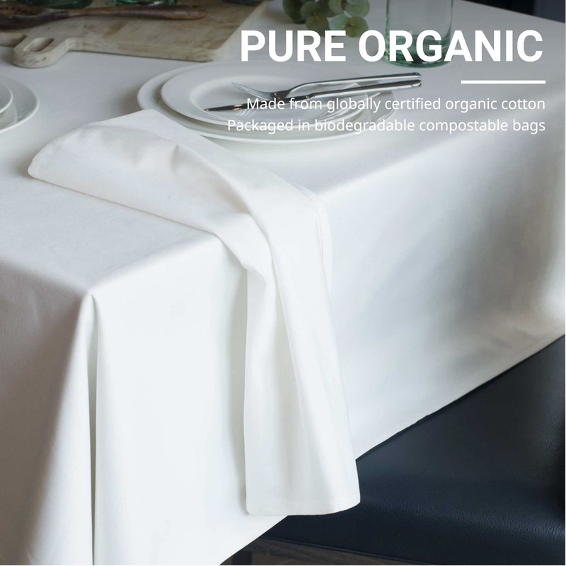 Organic Cotton Napkins 4 Pack 45x45cm White Easy Care Washable