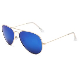 Pro Acme Classic Polarized Pilot Sunglasses for Men and Women UV400 Protection (Gold Frame | Blue Mirrored Lens)