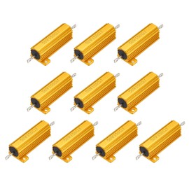 uxcell 10pcs 50W 150 Ohm 5% Aluminum Housing Case Resistor, Wirewound Resistors Screw Tap Chassis Mounted, Gold