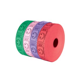Smiley Face Roll Ticket 1,000 Ticket Roll 8 Pack Assorted Colors - Consecutively Numbered - Perforated